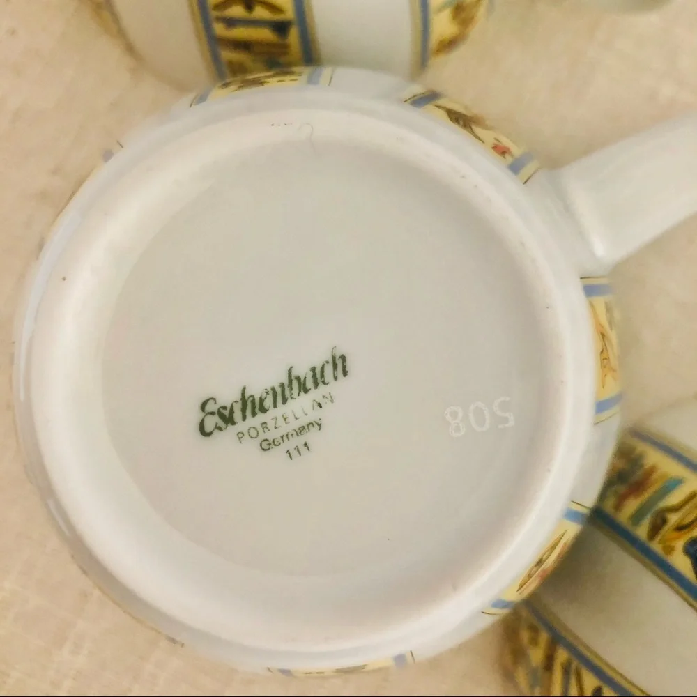 8 Eschenbach porcelain cups /Egyptian Hieroglyphs